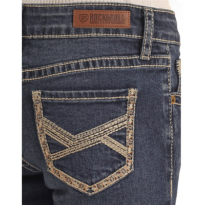 Rock & Roll Girls Crossed Embroidered Jeans