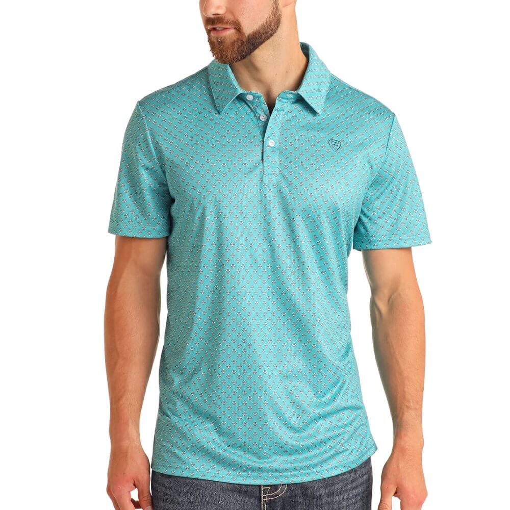 Rock & Roll Mens Geo Printed Polo Shirt