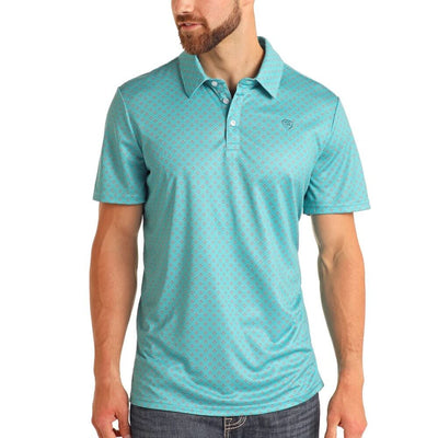 Rock & Roll Mens Geo Printed Polo Shirt