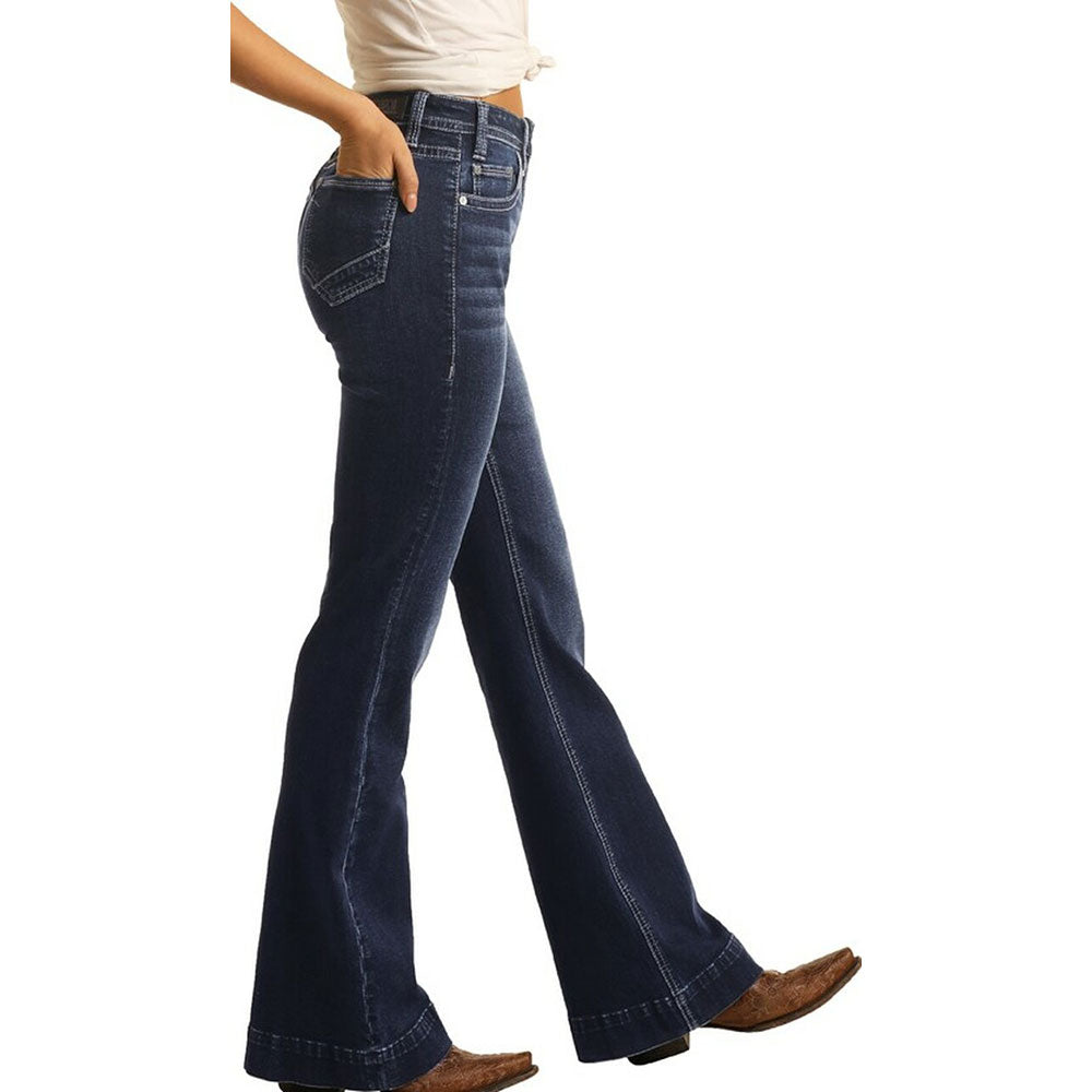 Rock & Roll Womens High Rise Extra Stretch Button Fly Trouser Jeans