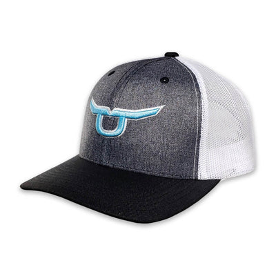 RopeSmart Mens Classic Trucker Teal Steer Cap Grey - 205GTW