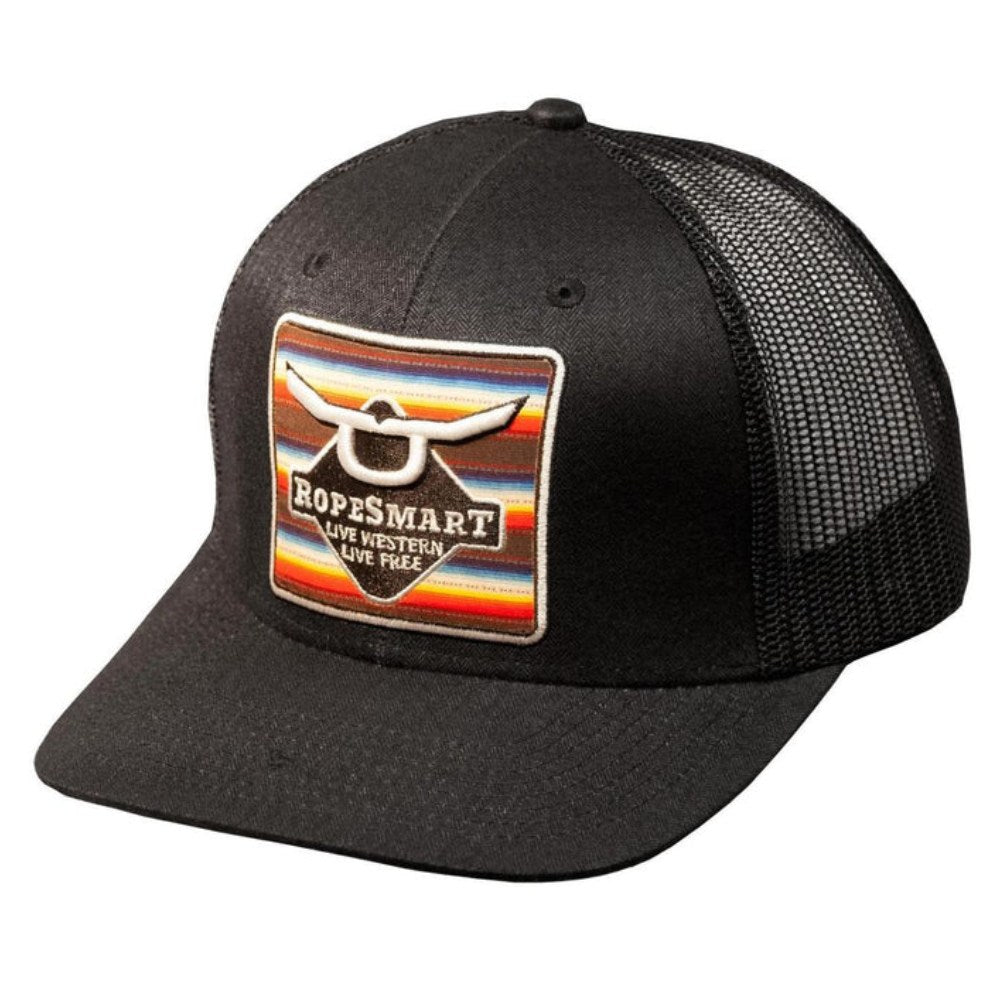 RopeSmart Mens Sarape Solo Steer Square Cap Black - 300-001
