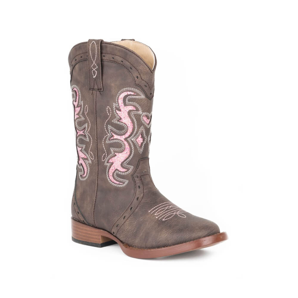 Roper Girls Pink Glitter Inlay Boots (Sizes 9 - 3 Youth) - 0901819010998BR