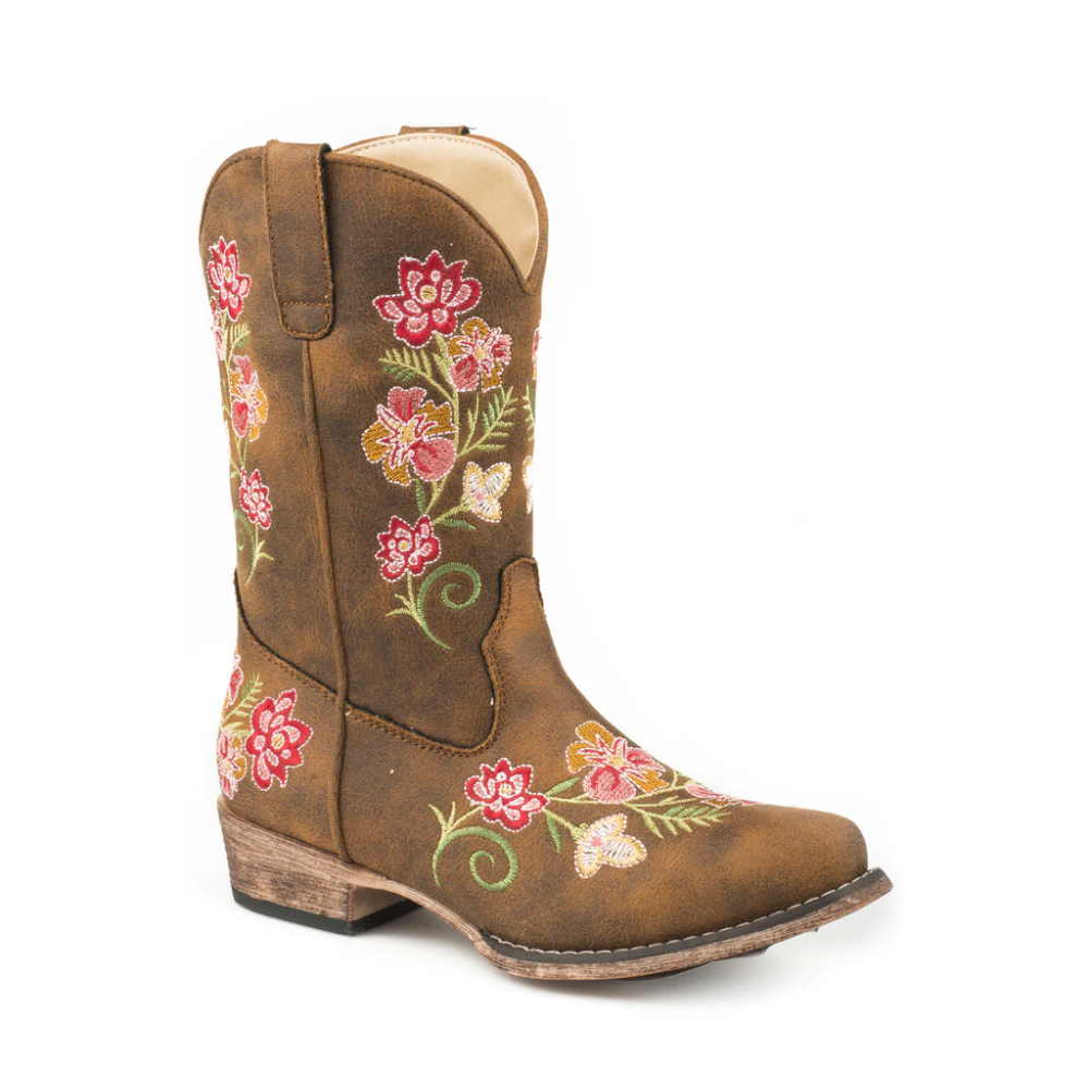 Roper Kids Vintage Tan Flower Boots