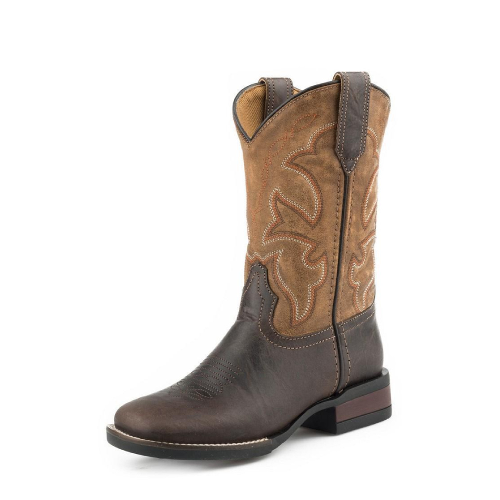 Roper Kids Western Leather Tan Boots (Sizes: 9 - 3 Youth) - 0901809112408TA