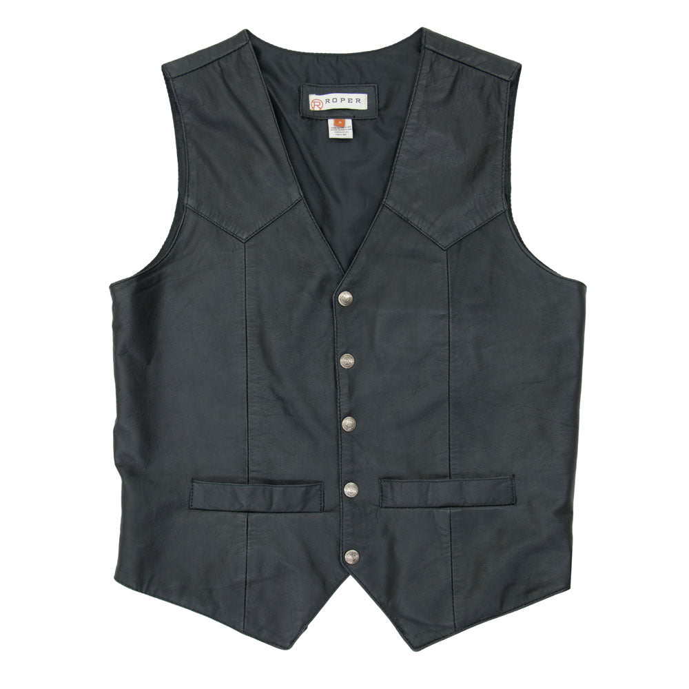 Roper Mens Leather Vest - 0207505200500BL