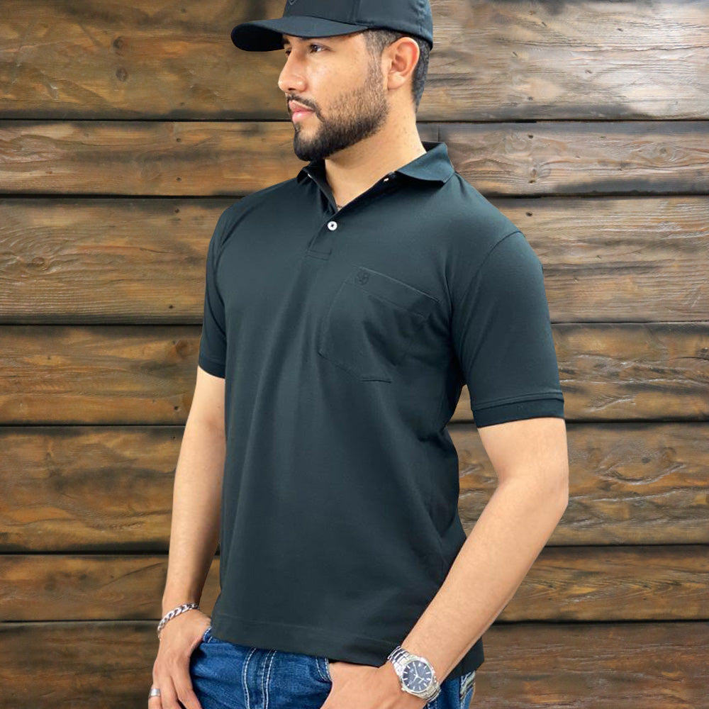 Starr Mens Solid Short Sleeve Polo Shirt - SWSLPSS23-BLACK