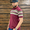 Starr Mens Striped Short Sleeve Polo Shirt - SWSTPSS23-BURG1