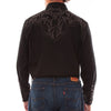 Scully Mens Black Embroidered Bull Skull Shirt - P-912