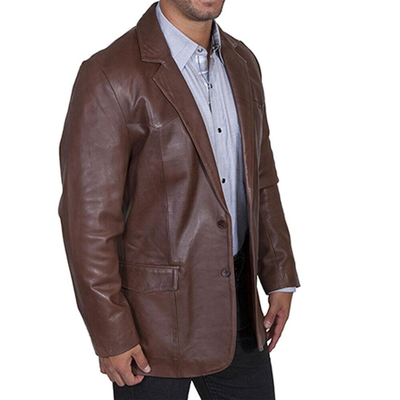 Scully Mens Chocolate Leather Blazer - 501-427