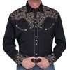 Scully Mens Long Sleeve Embroidered Scroll Pearl Snap Shirt Black - P-852