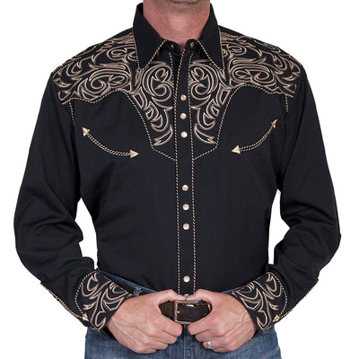 Scully Mens Long Sleeve Embroidered Scroll Shirt - P-852