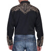 Scully Mens Long Sleeve Embroidered Scroll Pearl Snap Shirt Black - P-852