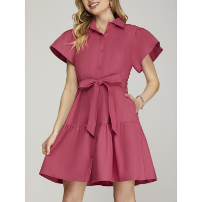 She+Sky Womens Button Down Woven Dress