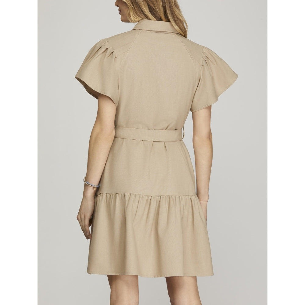 She+Sky Womens Button Down Woven Dress