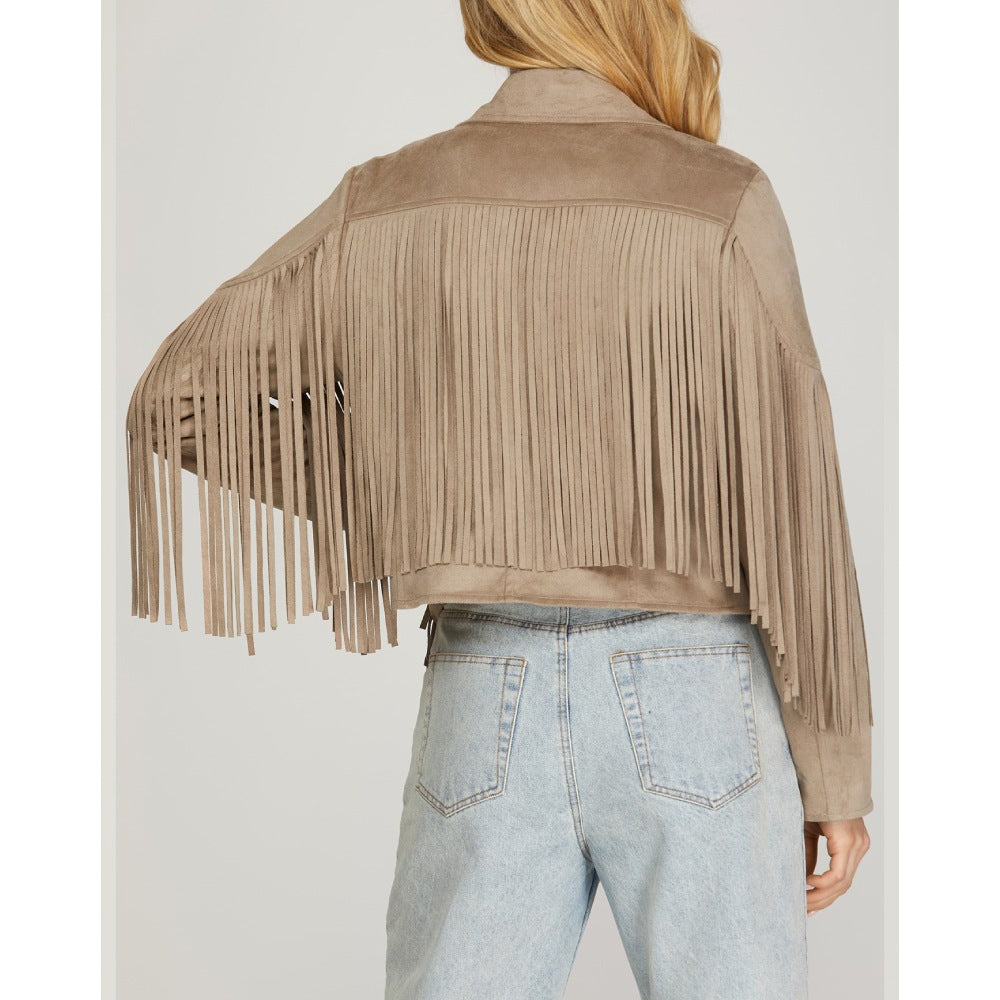 She+Sky Womens Fringe Jacket 