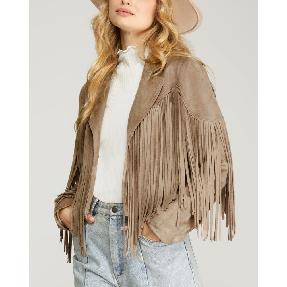 She+Sky Womens Fringe Jacket 