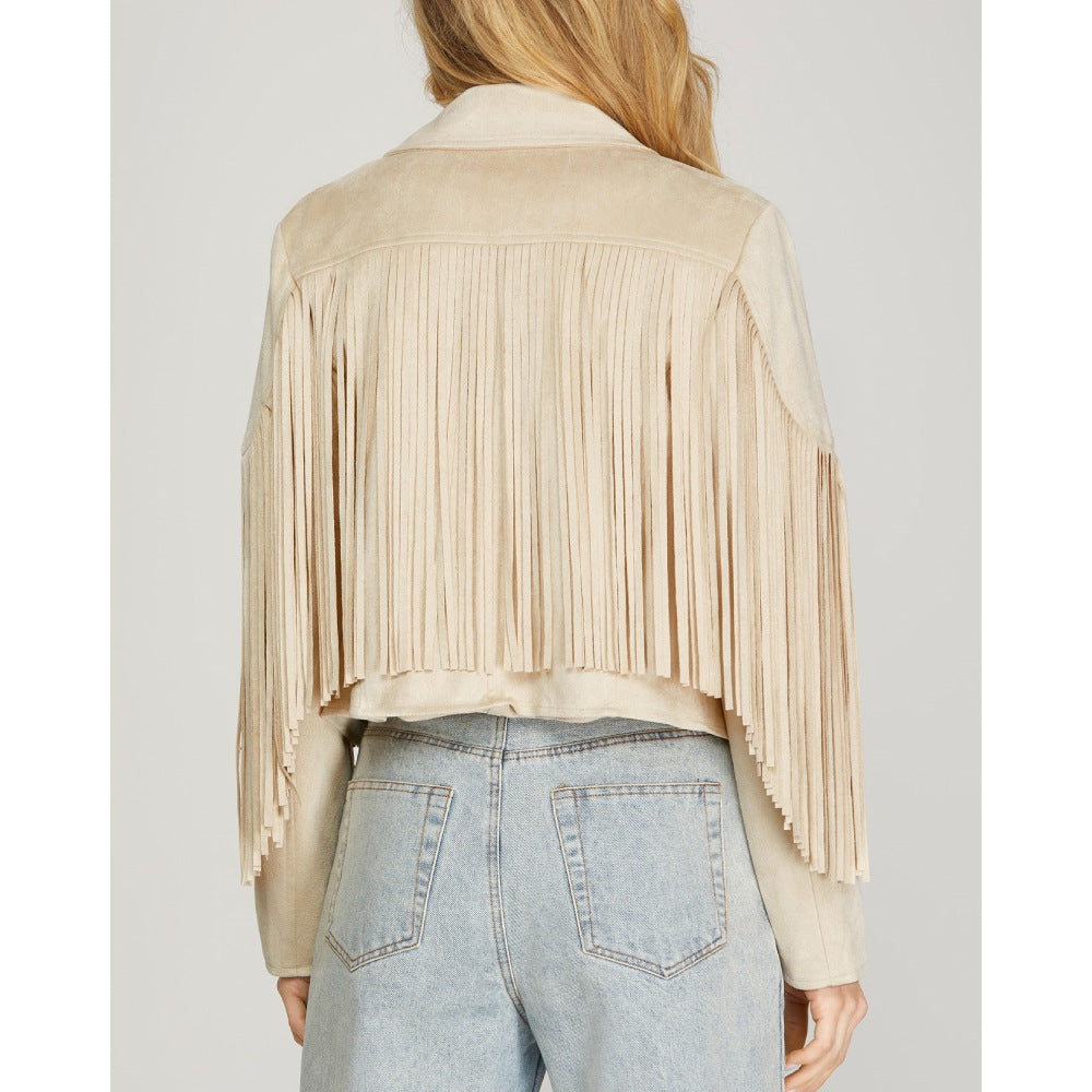 She+Sky Womens Fringe Jacket 