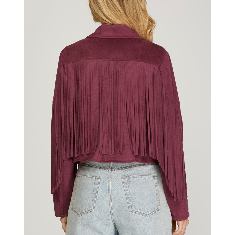 She+Sky Womens Fringe Jacket 