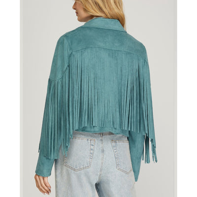 She+Sky Womens Fringe Jacket 