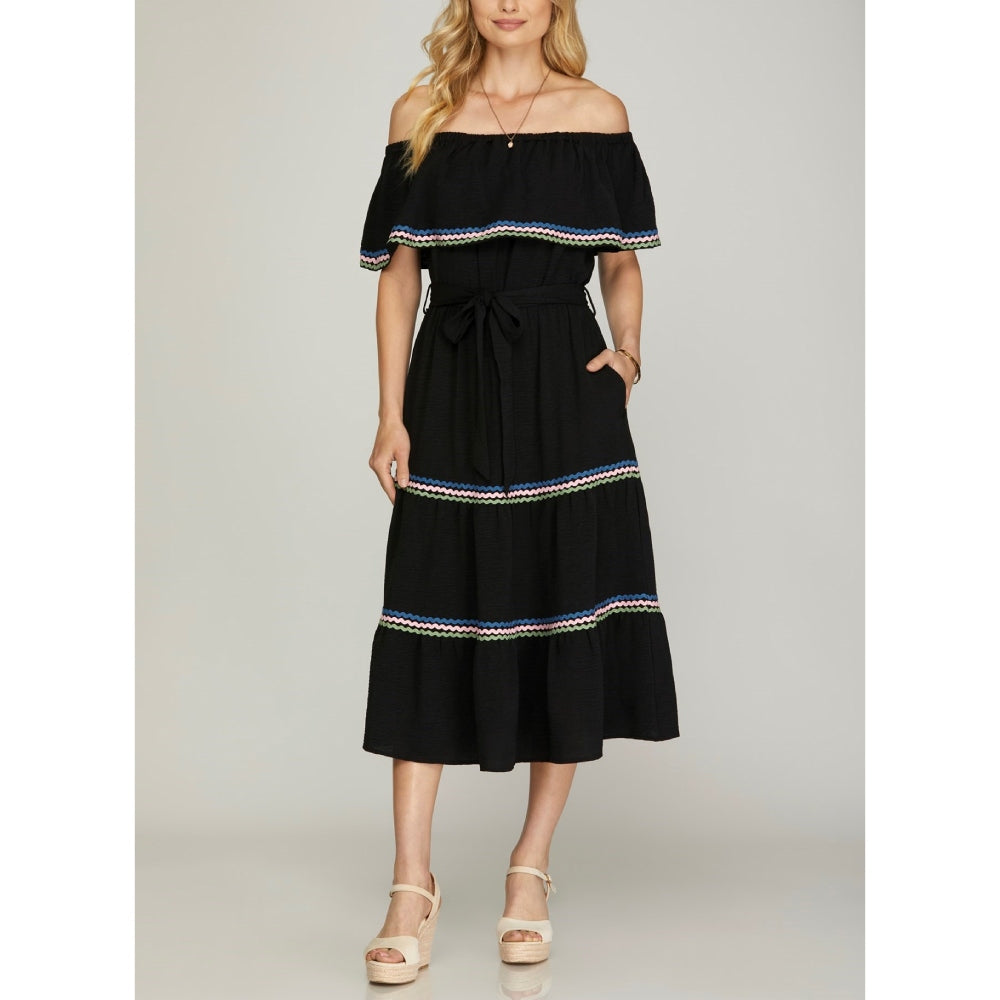 She+Sky Womens Off Shoulder Dress