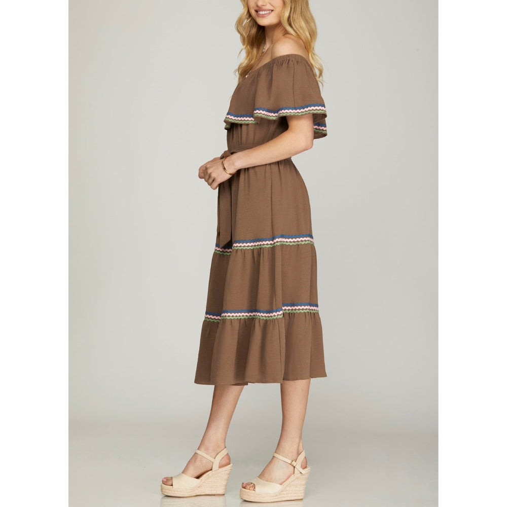 She+Sky Womens Off Shoulder Dress