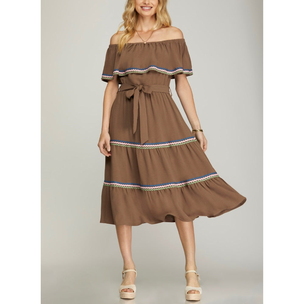 She+Sky Womens Off Shoulder Dress