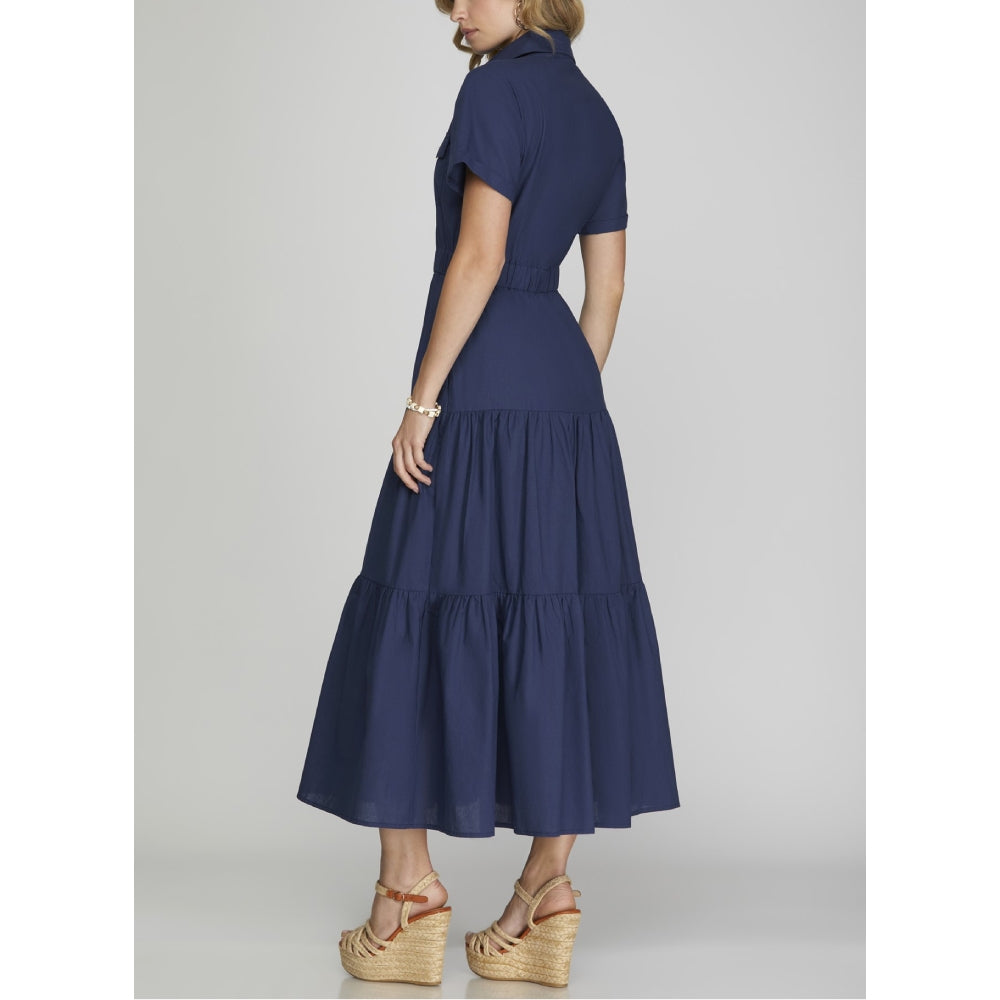 She+Sky Womens Tiered Woven Maxi Dress