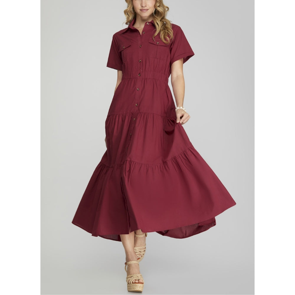 She+Sky Womens Tiered Woven Maxi Dress