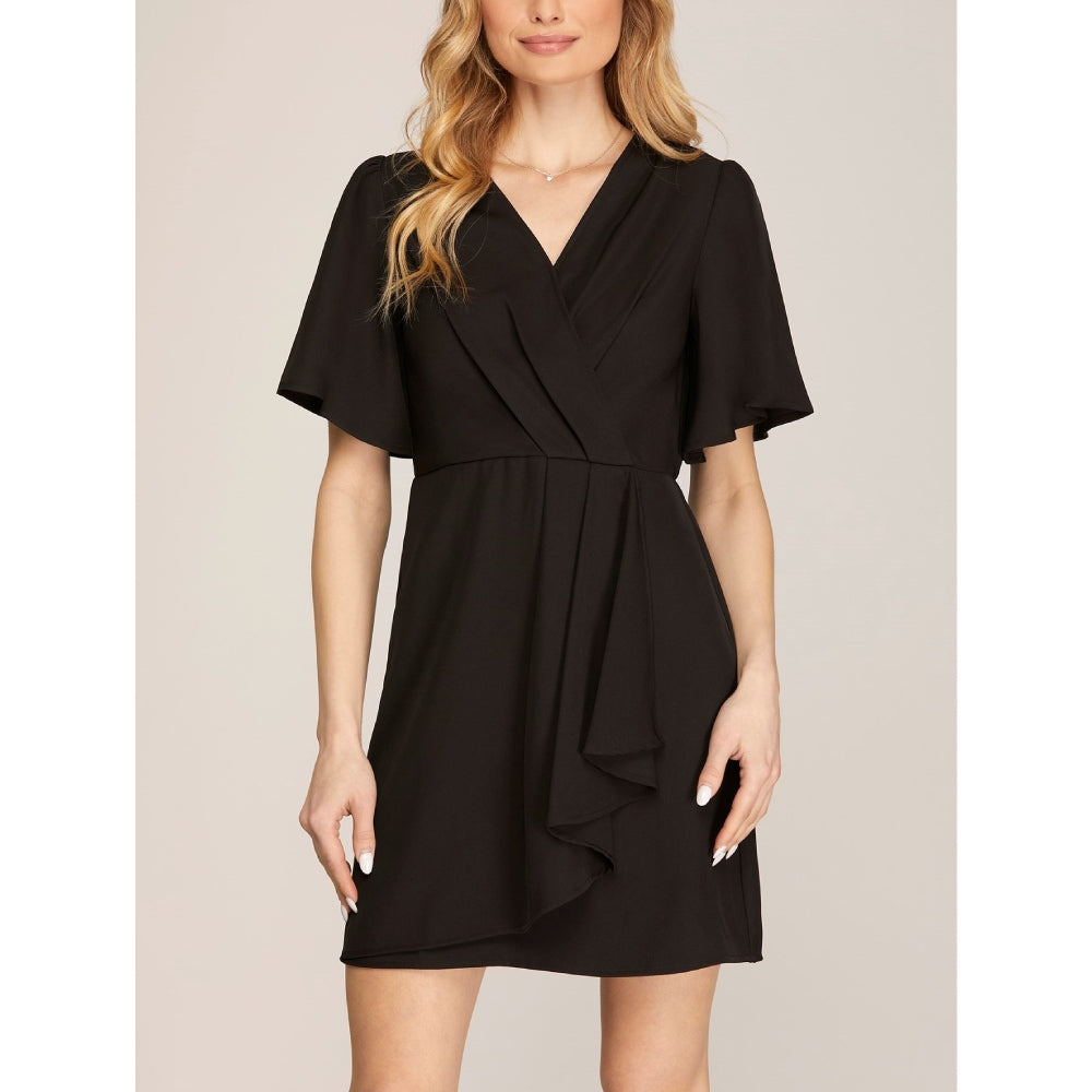 She+Sky Womens Woven Ruffled Dress