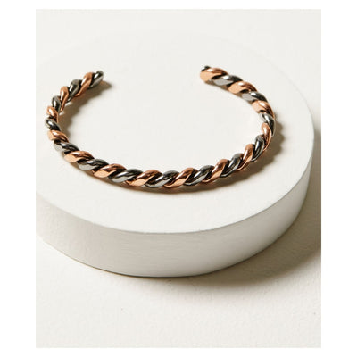 Silver Strike Mens Copper & Silver Twisted Cuff Bracelet