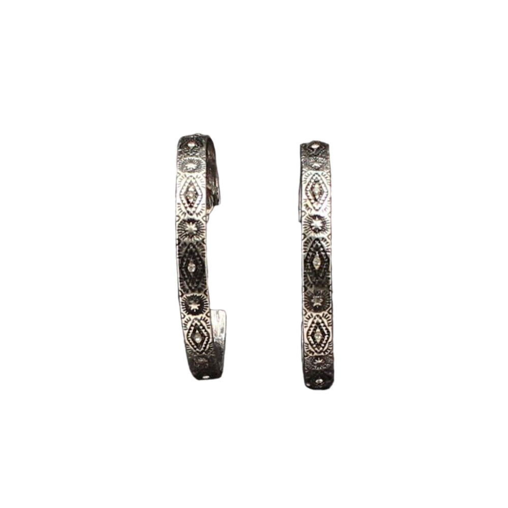 Silver Strike Womens Aztec Hoop Earrings - DE386SBCL