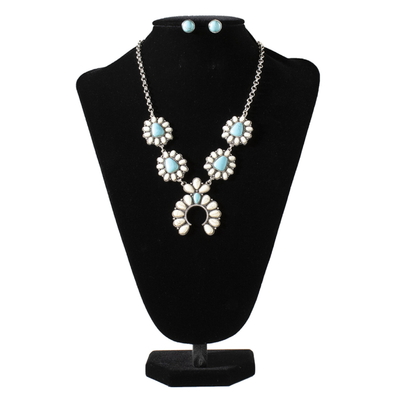 Silver Strike Womens Squash Blossom Jewelry Set