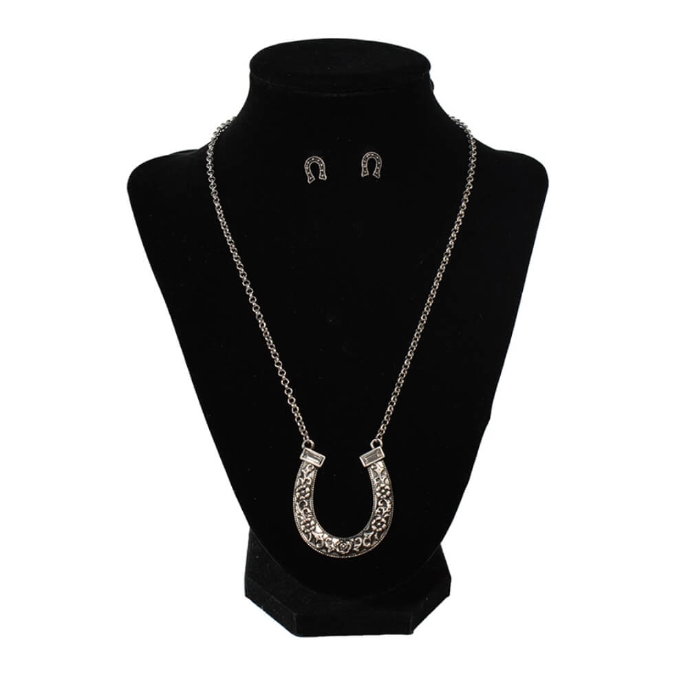 Silver Strike Womens Western Earring and Necklace Set Silver - D450023936