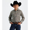 Starr Boys Printed Snap Long Sleeve Shirt Black/Green - SWBPTSLS-399