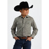 Starr Boys Printed Snap Long Sleeve Shirt Black/Green - SWBPTSLS-399