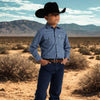 Starr Boys Printed Snap Long Sleeve Shirt Blue/Brown Geo