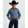 Starr Boys Printed Snap Long Sleeve Shirt Blue/Brown Geo - SWBPTSLS-402