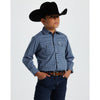 Starr Boys Printed Snap Long Sleeve Shirt Blue/Brown Geo - SWBPTSLS-402