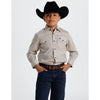 Starr Boys Printed Snap Long Sleeve Shirt Cream/Blue Geo - SWBPTSLS-410