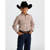 Starr Boys Printed Snap Long Sleeve Shirt Light Brown Geo - SWBPTSLS-407