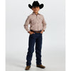 Starr Boys Printed Snap Long Sleeve Shirt Light Brown Geo - SWBPTSLS-407