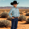 Starr Boys Printed Snap Long Sleeve Shirt Teal Geo