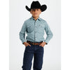 Starr Boys Printed Snap Long Sleeve Shirt Teal Geo - SWBPTSLS-409