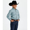 Starr Boys Printed Snap Long Sleeve Shirt Teal Geo - SWBPTSLS-409