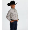 Starr Boys Printed Snap Long Sleeve Shirt White Beige Aztec - SWBPTSLS-404