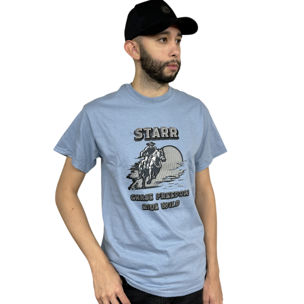 Starr Mens Chase Freedom Graphic Short Sleeve T-Shirt Blue - CHASEFREEDOM