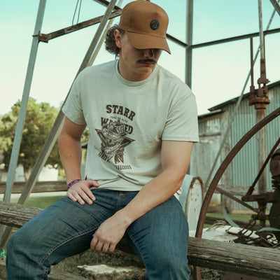 Starr Mens Dead Or Alive Graphic Short Sleeve T-Shirt Cream