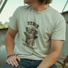 Starr Mens Dead Or Alive Graphic Short Sleeve T-Shirt Cream