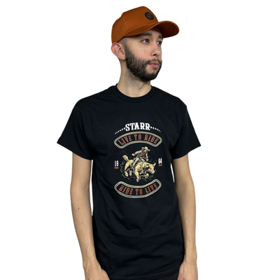 Starr Mens Live To Ride Graphic Short Sleeve T-Shirt Black